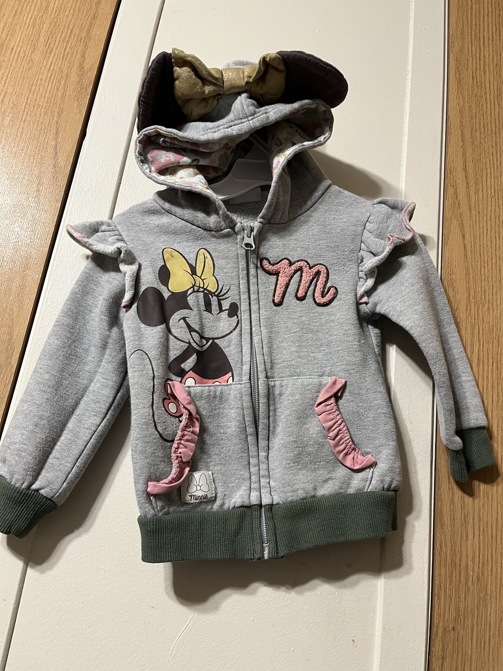 Minnie Mouse Gray Hoodie Jacket with Pink Accents
